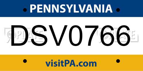 DSV0766 Pennsylvania License Plate