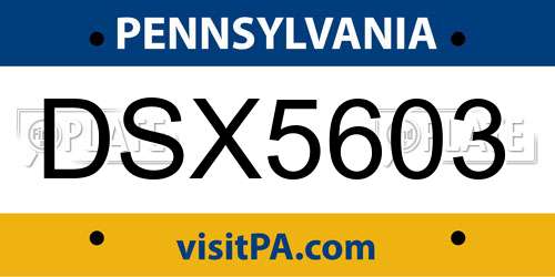 DSX5603 Pennsylvania License Plate