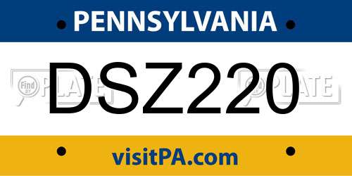 DSZ220 Pennsylvania License Plate