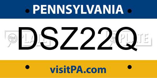 DSZ22Q Pennsylvania License Plate