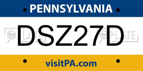 DSZ27D Pennsylvania License Plate