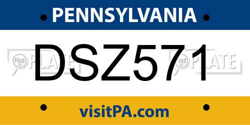 DSZ571 Pennsylvania License Plate