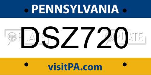 DSZ720 Pennsylvania License Plate
