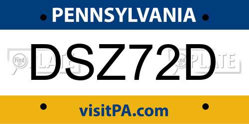 DSZ72D Pennsylvania License Plate
