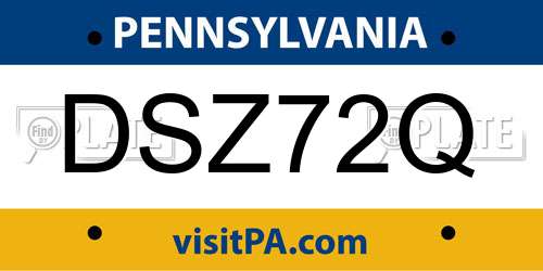 DSZ72Q Pennsylvania License Plate