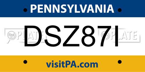 DSZ87I Pennsylvania License Plate