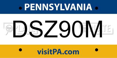 DSZ90M Pennsylvania License Plate