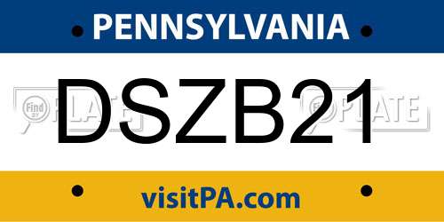 DSZB21 Pennsylvania License Plate