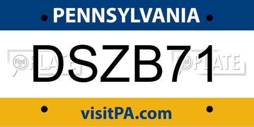 DSZB71 Pennsylvania License Plate