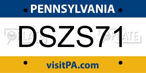 DSZS71 Pennsylvania License Plate