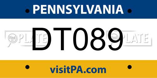DT089 Pennsylvania License Plate