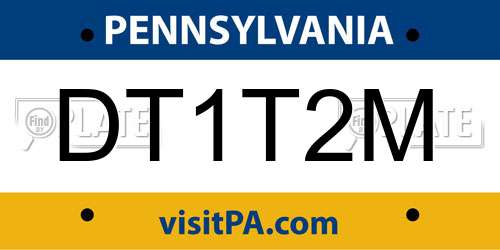 DT1T2M Pennsylvania License Plate