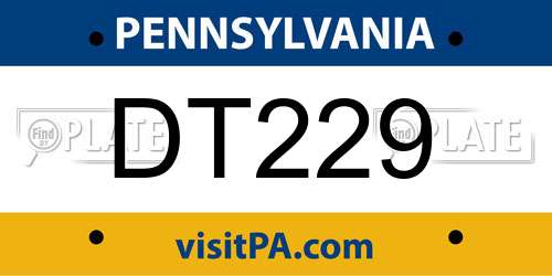 DT229 Pennsylvania License Plate
