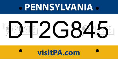 DT2G845 Pennsylvania License Plate