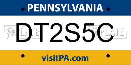 DT2S5C Pennsylvania License Plate