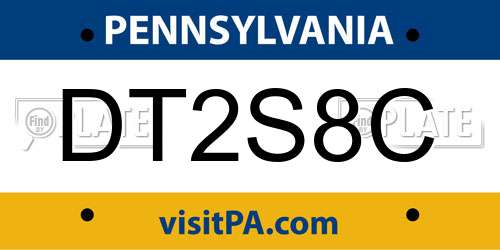 DT2S8C Pennsylvania License Plate