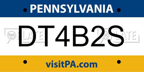 DT4B2S Pennsylvania License Plate