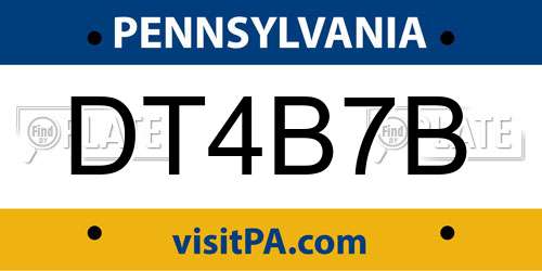 DT4B7B Pennsylvania License Plate