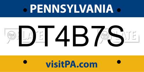 DT4B7S Pennsylvania License Plate