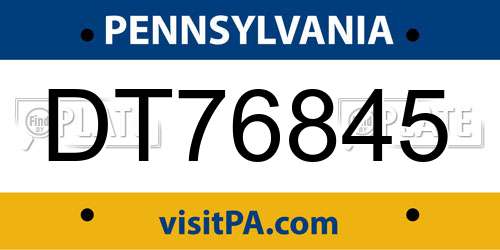 DT76845 Pennsylvania License Plate