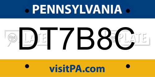 DT7B8C Pennsylvania License Plate