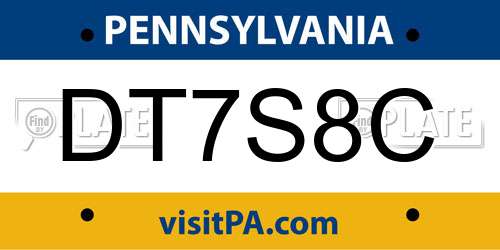DT7S8C Pennsylvania License Plate