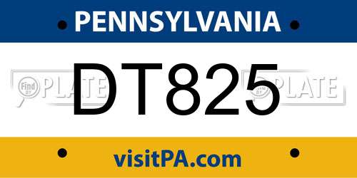 DT825 Pennsylvania License Plate