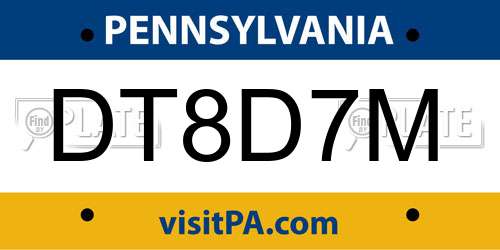 DT8D7M Pennsylvania License Plate