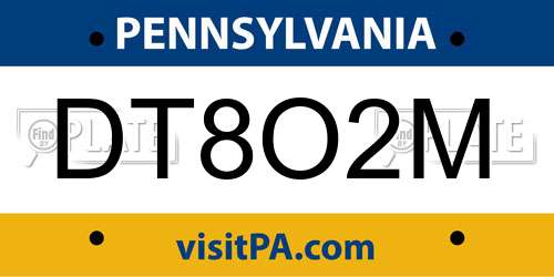 DT8O2M Pennsylvania License Plate