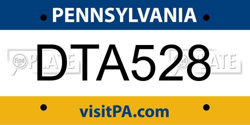 DTA528 Pennsylvania License Plate