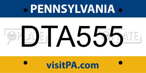 DTA555 Pennsylvania License Plate