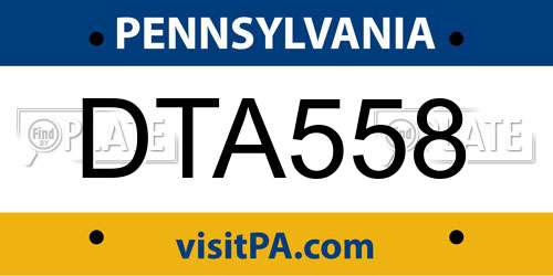 DTA558 Pennsylvania License Plate