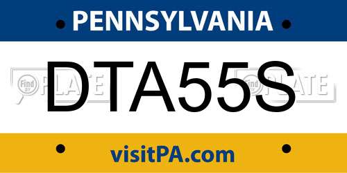 DTA55S Pennsylvania License Plate