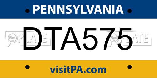 DTA575 Pennsylvania License Plate
