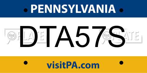 DTA57S Pennsylvania License Plate
