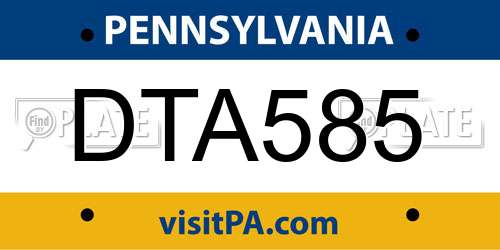 DTA585 Pennsylvania License Plate