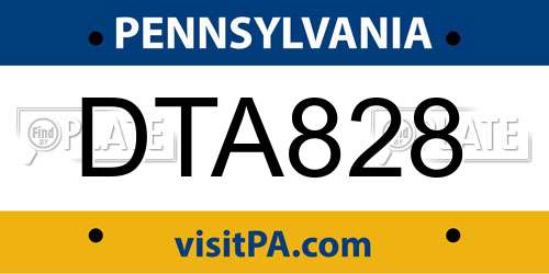 DTA828 Pennsylvania License Plate