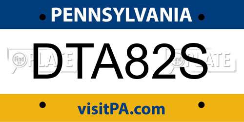 DTA82S Pennsylvania License Plate