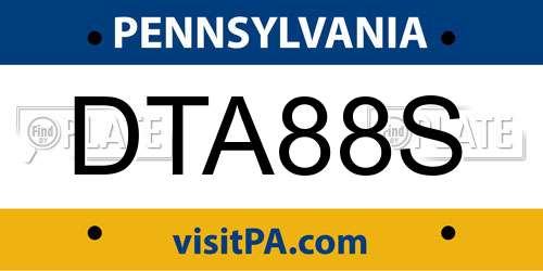 DTA88S Pennsylvania License Plate