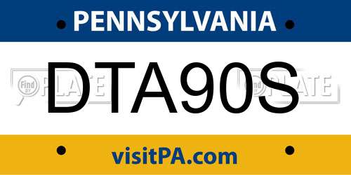 DTA90S Pennsylvania License Plate