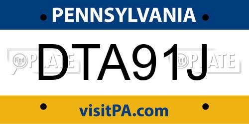 DTA91J Pennsylvania License Plate