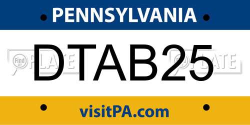 DTAB25 Pennsylvania License Plate