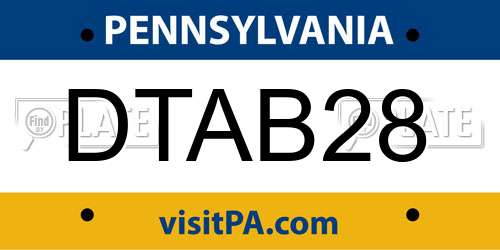 DTAB28 Pennsylvania License Plate