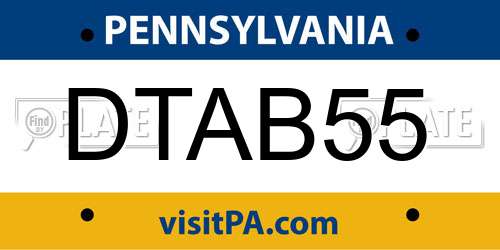 DTAB55 Pennsylvania License Plate