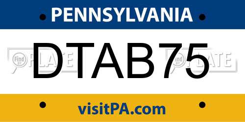 DTAB75 Pennsylvania License Plate