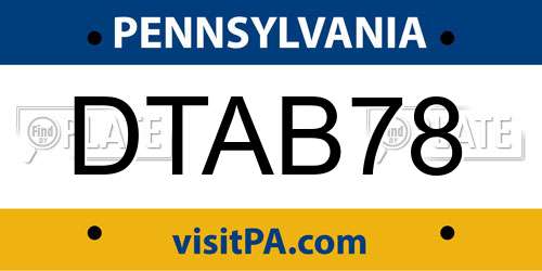 DTAB78 Pennsylvania License Plate