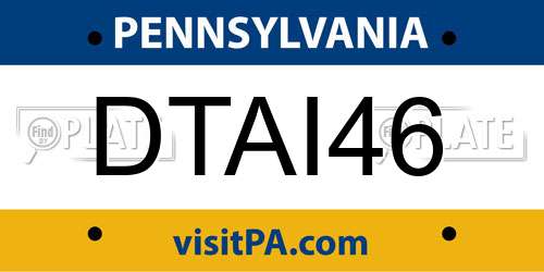 DTAI46 Pennsylvania License Plate