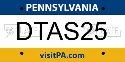 DTAS25 Pennsylvania License Plate
