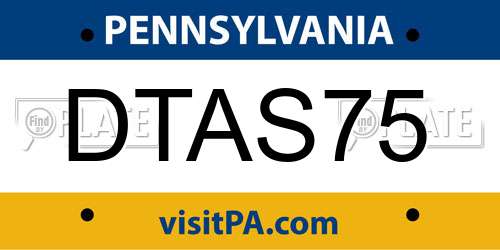 DTAS75 Pennsylvania License Plate