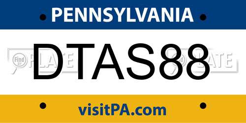 DTAS88 Pennsylvania License Plate